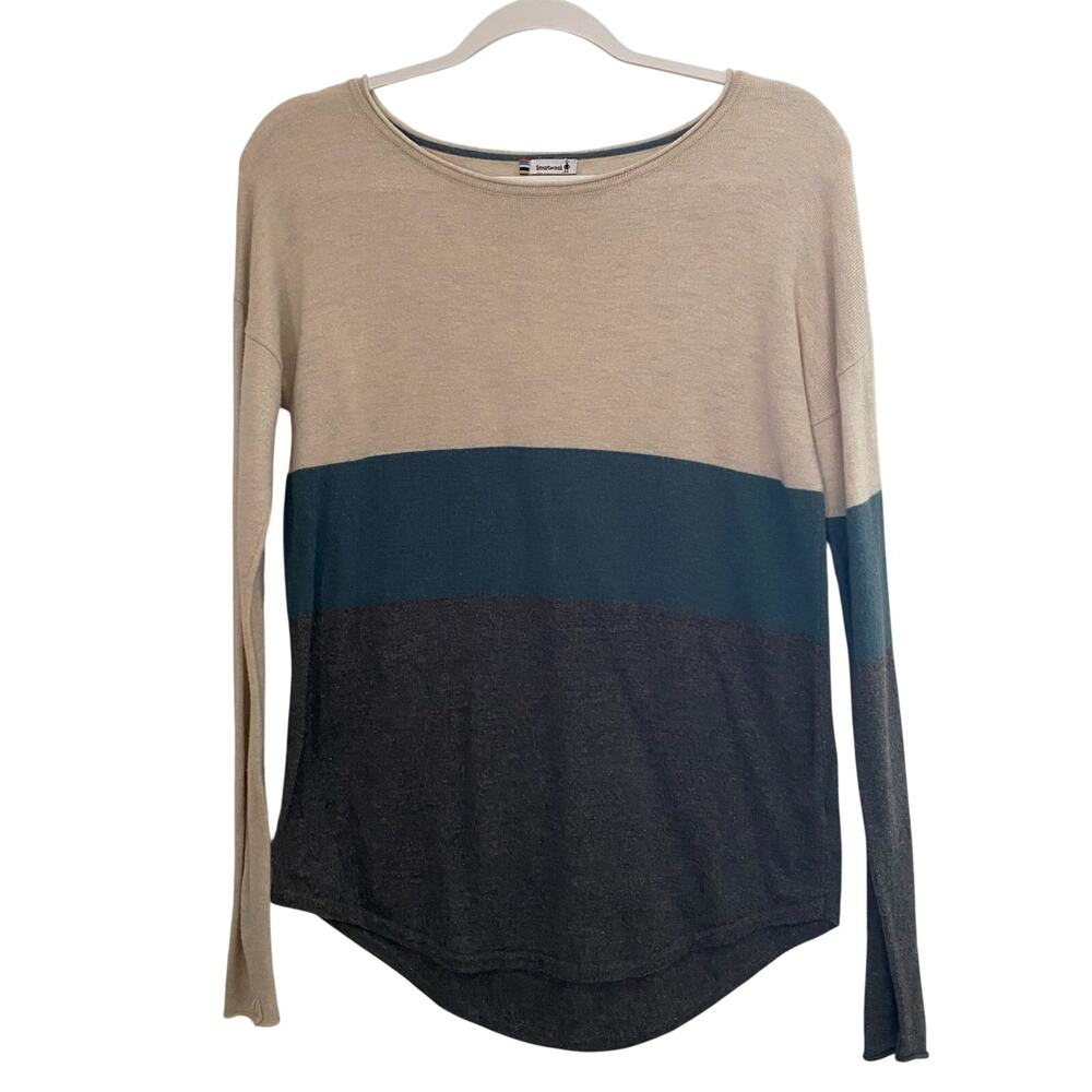 Smartwool The Shadow Pine Merino Wool Color Block Knit Sweater Womens Size Small - Picture 2 of 9